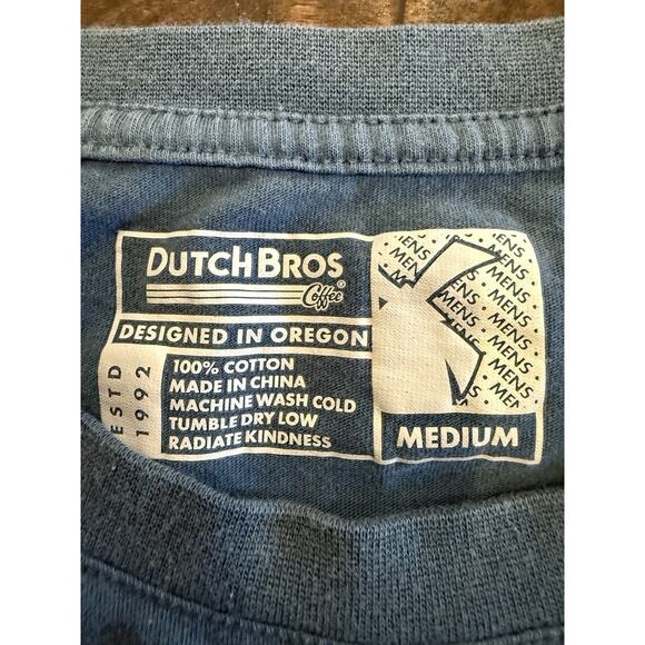 Dutch Bros Coffee Mens Blue Guaranteed To Satisfactory Short Sleeve T-Shirt M - Picture 6 of 8